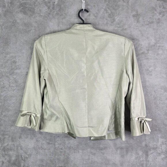 Womens 2 Piece Positive Attitude Green Jacket & Tank Set Bow Accent Sleeves 12 - Picture 4 of 10